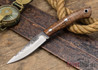 Lon Humphrey Knives: Bird & Trout - Forged 440C - Curly Koa - Red Liners #1