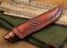 Cross Knives: Big Drop Point Hunter - Amboyna Burl - Gatling Pins - Black Liners