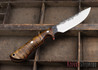 Lon Humphrey Knives: Bridger - Dark Curly Maple - Orange Liners - 020829
