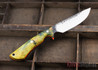 Lon Humphrey Knives: Bridger - Blue & Gold Buckeye Burl - Orange Liners - 020871