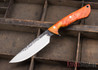 Lon Humphrey Knives: Bridger - Orange & Gold Buckeye Burl - Black Liners - 020876