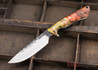 Lon Humphrey Knives: Bridger - Orange & Gold Buckeye Burl - White Liners - 020886