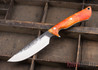 Lon Humphrey Knives: Bridger - Orange & Gold Buckeye Burl - White Liners - 020887