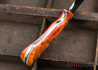 Lon Humphrey Knives: Bridger - Orange & Gold Buckeye Burl - White Liners - 020888
