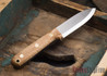 L.T. Wright Knives: Genesis - Scandi Grind - 3V Steel - Light Curly Maple - Black Liners - 02