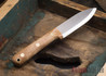 L.T. Wright Knives: Genesis - Scandi Grind - 3V Steel - Light Curly Maple - Black Liners - 03