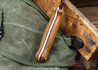 L.T. Wright Knives: Rogue River 3V - Scandi - Natural Micarta - Red Liners - Matte