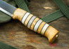 Helle Arv - 3.4" Scandi Knife - Birch / Stacked Leather / Stag Antler 20