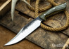 Lon Humphrey Knives: Gunfighter Bowie - Green Canvas Micarta - Yellow Liners - 112314