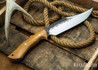 Lon Humphrey Knives: Gunfighter Bowie - Natural Canvas Micarta - White Liners - 112319
