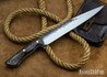 Lon Humphrey Knives: Bell Bowie - 52100 - Black Palm - White Liners - 030256