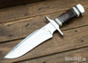 Alan Warren Custom Knives: #2347 Camp Bowie - Ironwood & Blackwood - Fossil Walrus Tusk Spacers - CPM-154