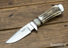 Alan Warren Custom Knives: #2360 Elk Hunter - Genuine Elk Antler - Ironwood & Musk Ox Spacers - 154CM