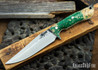 Lon Humphrey Knives: Monitor - 52100 - Green & Black Box Elder Burl - White Liners - 072010