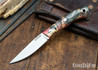 Lon Humphrey Knives: Bird & Trout AEB-L - Red & Black Box Elder Burl - Orange Liners - 092865