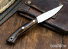 Lon Humphrey Knives: Bird & Trout AEB-L - Dark Curly Maple - Blue Liners - 092930