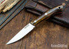Lon Humphrey Knives: Bird & Trout AEB-L - Dark Curly Maple - Orange Liners - 092939