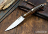 Lon Humphrey Knives: Bird & Trout AEB-L - Dark Curly Maple - Orange Liners - 092944