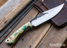 Lon Humphrey Knives: Hickok - Forged 52100 - Green & Black Box Elder Burl - Yellow Liners - 120248