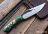 Lon Humphrey Knives: Hickok - Forged 52100 - Green & Black Box Elder Burl - Yellow Liners - 120249