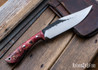 Lon Humphrey Knives: Hickok - Forged 52100 - Red & Black Box Elder Burl - Black Liners - 120250
