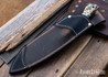 Lon Humphrey Knives: Hickok - Forged 52100 - Red & Black Box Elder Burl - Black Liners - 120251