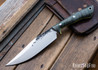 Lon Humphrey Knives: Hickok - Forged 52100 - Black Curly Maple - Yellow Liners - 120322