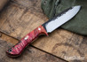 Lon Humphrey Knives: Alpha - Forged 52100 - Red & Orange Box Elder Burl - Red Liners - LH25AG054