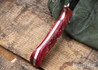 Lon Humphrey Knives: Alpha - Forged 52100 - Red & Orange Box Elder Burl - Red Liners - LH25AG054