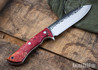 Lon Humphrey Knives: Alpha - Forged 52100 - Red & Orange Box Elder Burl - White Liners - LH25AG056