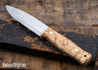 Casstrom: Lars Falt Bushcraft Knife - Sleipner Tool Steel - Curly Birch - CA24BG011