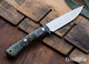 Lon Humphrey Knives: Tucson AEB-L - Black & Gold Box Elder Burl - Blue Liners - LH30GG011