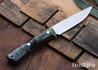 Lon Humphrey Knives: Tucson AEB-L - Black & Gold Box Elder Burl - Orange Liners - LH30GG016