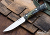 Lon Humphrey Knives: Tucson AEB-L - Black & Gold Box Elder Burl - Red Liners - LH30GG019