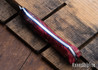 Lon Humphrey Knives: Tucson AEB-L - Red & Black Box Elder Burl - Blue Liners - LH30GG063