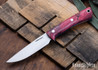 Lon Humphrey Knives: Tucson AEB-L - Red & Black Box Elder Burl - Blue Liners - LH30GG067