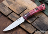 Lon Humphrey Knives: Tucson AEB-L - Red & Black Box Elder Burl - Orange Liners - LH30GG070