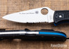 Spyderco: Endela Lightweight - Thin Blue Line - Partially Serrated - Black FRN - Blue Liners - VG-10 - C243FPSBKBL