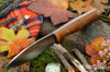 Bark River Knives: UP Gunny - Curly Koa Burl - White Liners - Mosaic Pins