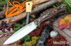 Bark River Knives: UP Bravo - Snakeskin Burgundy Canvas Micarta - Natural Liners & Pins