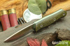 Bark River Knives: Ultralite Bushcrafter - CPM 3V - Evergreen Burlap Micarta - Blue & Toxic Green Liners - Hollow Pins