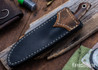 Lon Humphrey Knives: Bird & Trout - Forged AEB-L - Dark Curly Maple - Blue Liners - LH03EH007