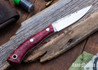 Lon Humphrey Knives: Bird & Trout - Forged AEB-L - Double Dyed Box Elder Burl - Red Liners - LH03EH074