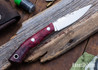 Lon Humphrey Knives: Bird & Trout - Forged AEB-L - Double Dyed Box Elder Burl - Red Liners - LH03EH076