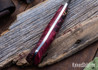 Lon Humphrey Knives: Bird & Trout - Forged AEB-L - Double Dyed Box Elder Burl - Red Liners - LH03EH076