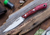 Lon Humphrey Knives: Bird & Trout - Forged AEB-L - Double Dyed Box Elder Burl - Red Liners - LH03EH083