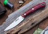 Lon Humphrey Knives: Bird & Trout - Forged AEB-L - Double Dyed Box Elder Burl - Red Liners - LH03EH085