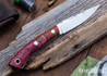 Lon Humphrey Knives: Bird & Trout - Forged AEB-L - Double Dyed Box Elder Burl - Yellow Liners - LH03EH091