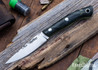 Lon Humphrey Knives: Bird & Trout - Forged AEB-L - Double Dyed Box Elder Burl - Green Liners - LH03EH116