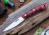 Lon Humphrey Knives: Bird & Trout - Forged AEB-L - Double Dyed Box Elder Burl - Orange Liners - LH03EH133